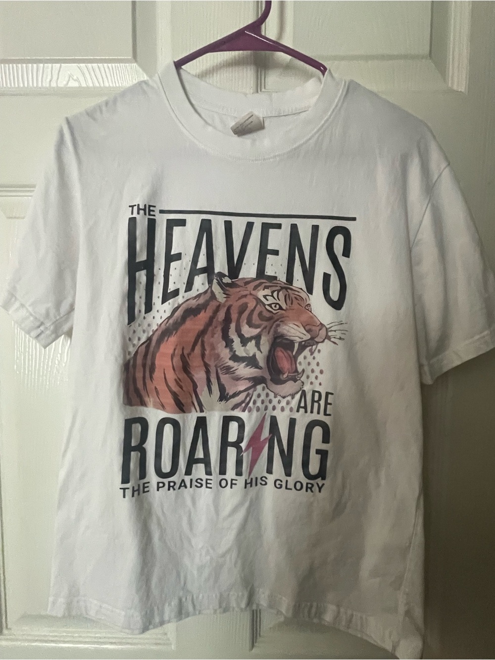 White Graphic Tee with Roaring Tiger